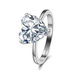 Heart Engagement 925sterling Silver Ring Size 5-7 