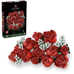 LEGO Botanicals Bouquet of Roses Artificial Flowers - Fake Red Roses Building Set for Adults, Ages 18+ - Gifts for Valentines Day for Her - Home Decor