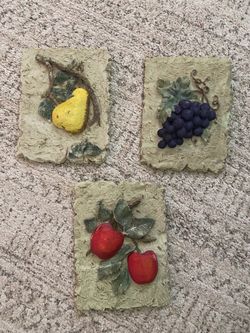 Fruit Wall Plaques - 6” W x 8” L (Set of 3)