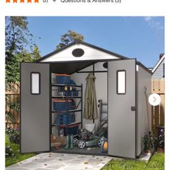 LATTOY 8 ft. W x 8 ft. D Outdoor Storage Resin Garden Shed for Backyard Outdoor (64 sq. ft.)