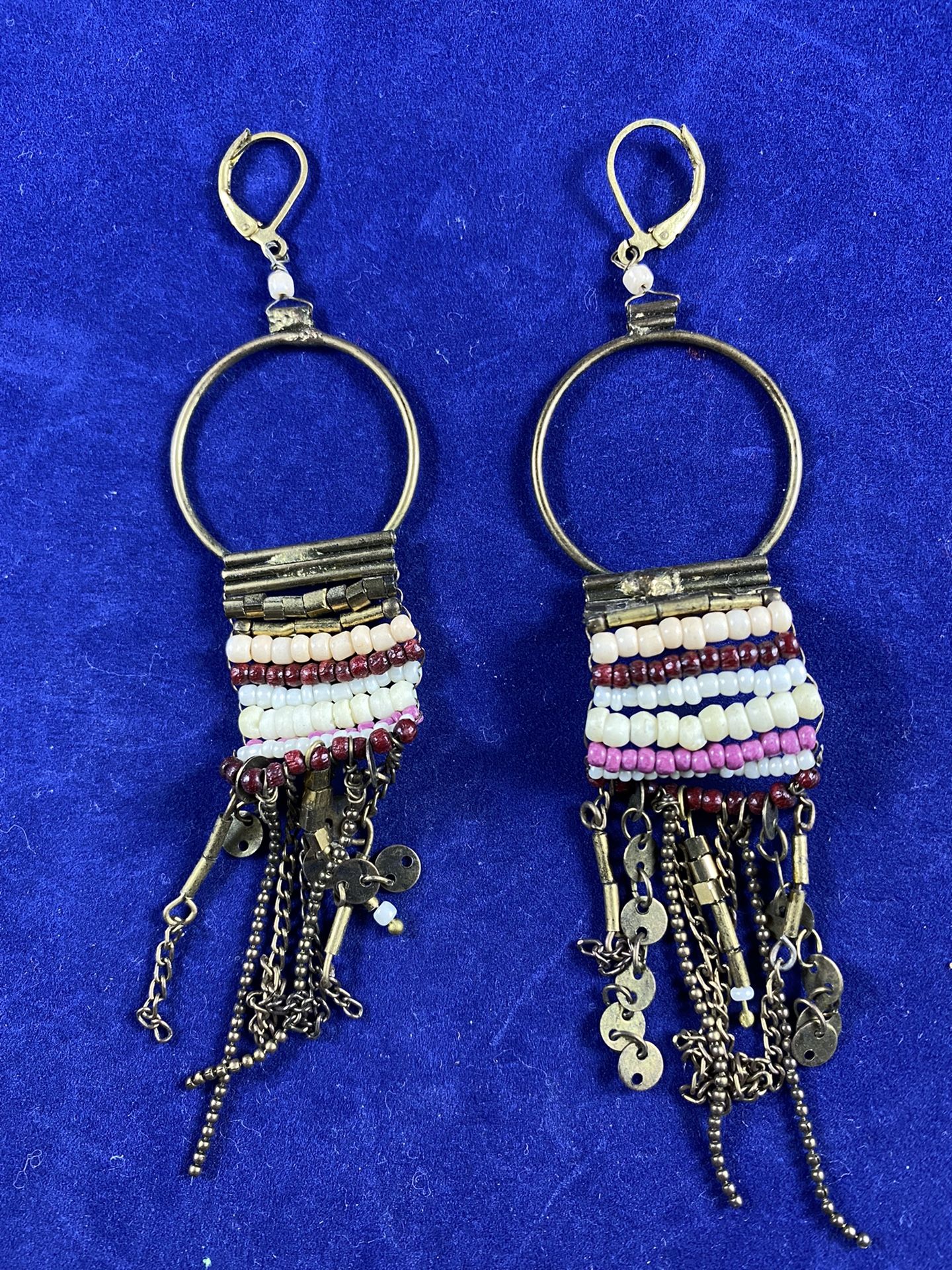 Artisitic Beaded Brass Earrings