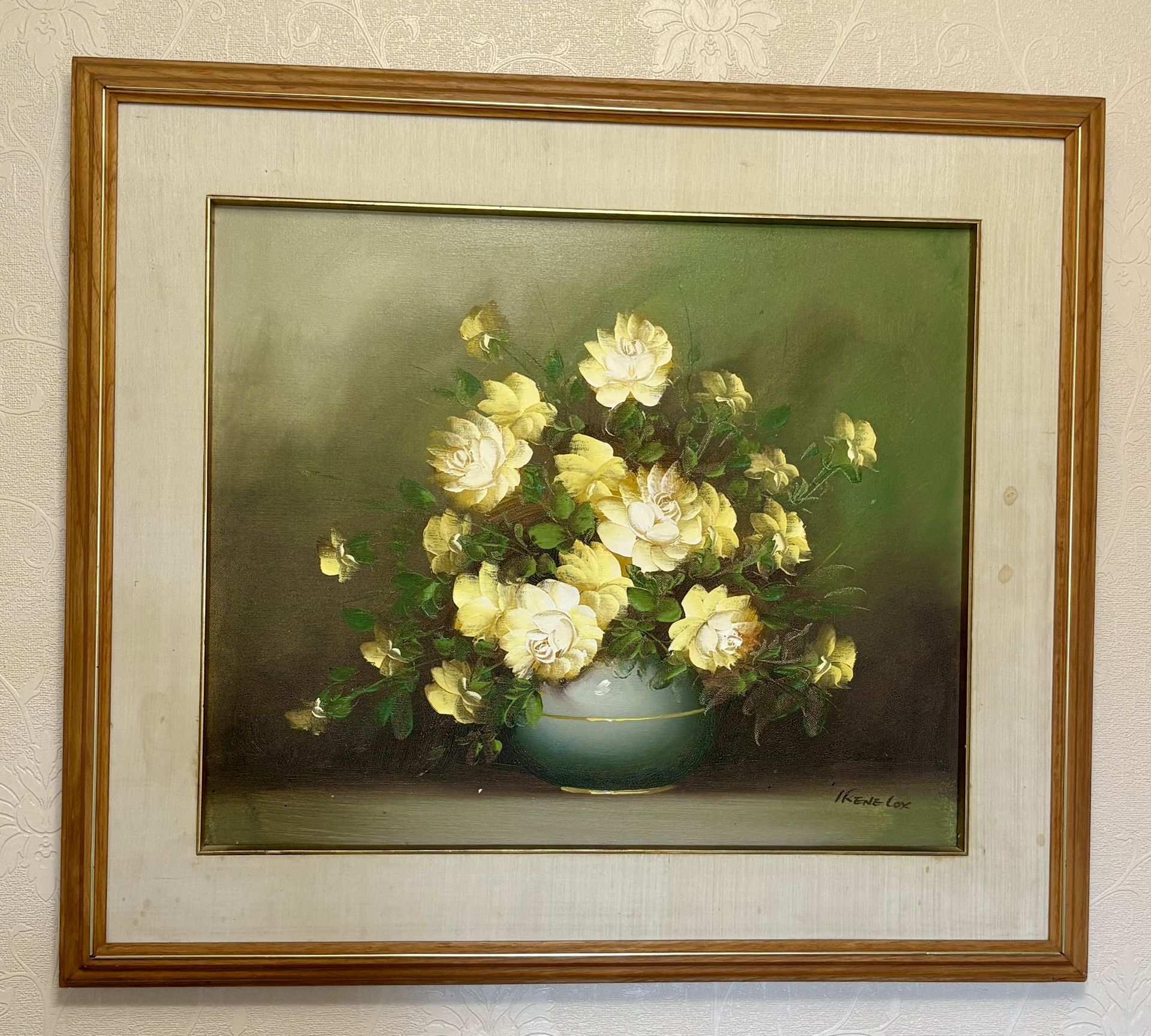 Irene Cox Original Oil Painting – Vintage Floral in Gold-Accented Frame