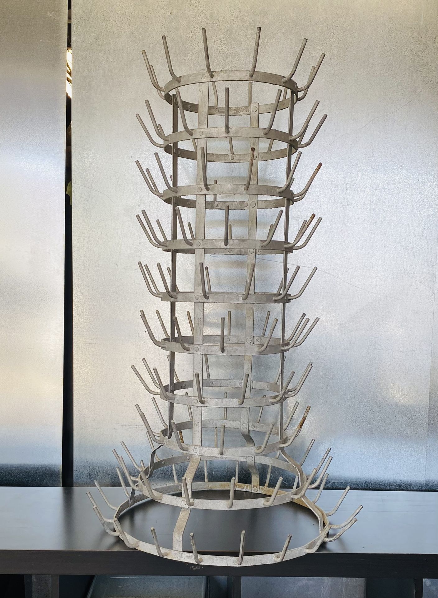 Large Antique French Wine Bottle Drying Rack