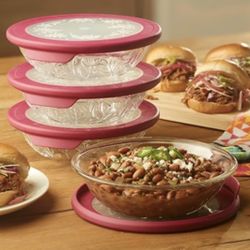 Princess House Wilflower pasta bowls with lids ( 4 )