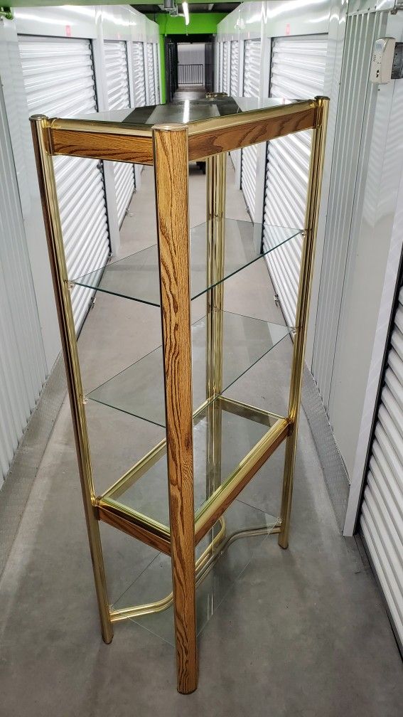 PENDING-MCM Display Shelf Vintage Gold and Woodgrain