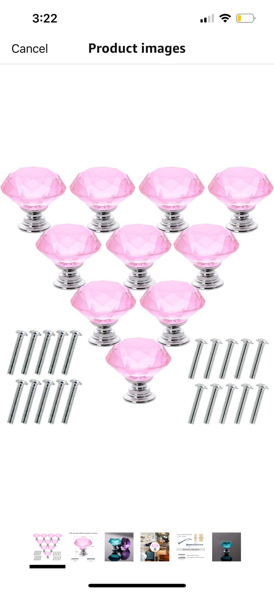 10 Pcs Crystal Glass Cabinet Knobs 30mm Diamond Shape Drawer Kitchen Cabinets Dresser Cupboard Wardrobe Pulls