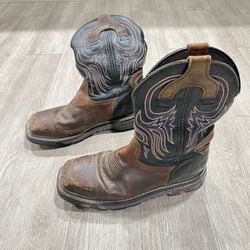 Justin Mens Tanker Western Work Boots 13 EE Square steel Toe Waterproof Vibram