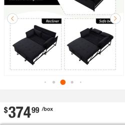 46 in. Sofa Bed Black Velvet Twin Size New Never Been Used 