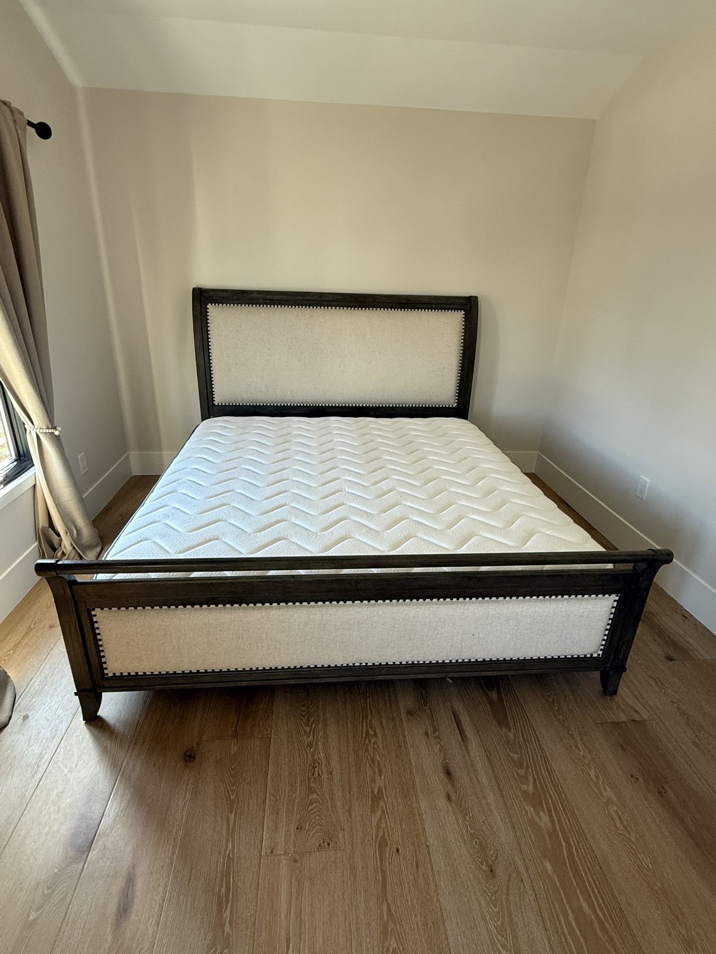 Lexicon Hebron Bed with Upholstered Headboard in Dark Cherry W/ Mattress