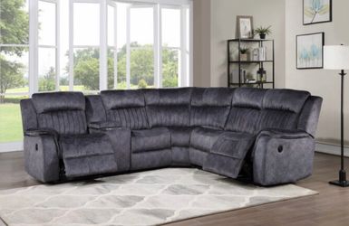 GREY POWER MOTION RECLINER SECTIONAL. FINANCING AVAILABLE