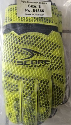 SCORE Soccer/FOOTBALL Goalkeeper Goalie Gloves Adult NEON YELLOW RUBBER FOAM