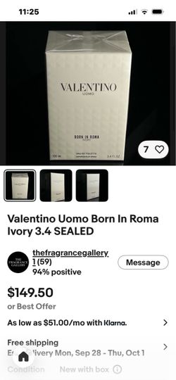 Valentino Uomo Born in Roma Ivory EDT 3.4 oz