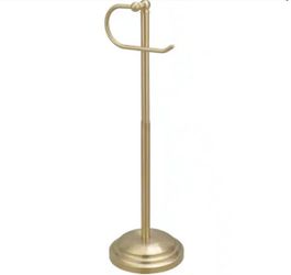Freestanding Toilet Paper Holder Roll Holder Tissue Roll Holder Stand with Reserve in Brushed Gold