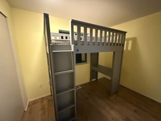 Pottery Barn Kids Elliott Twin Loft Bed System with Desk and Storage (Gray)