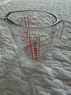 1970’s Vintage Glasbake 2 Cup Clear Glass Measuring Cup With Handle EUC No Chips!