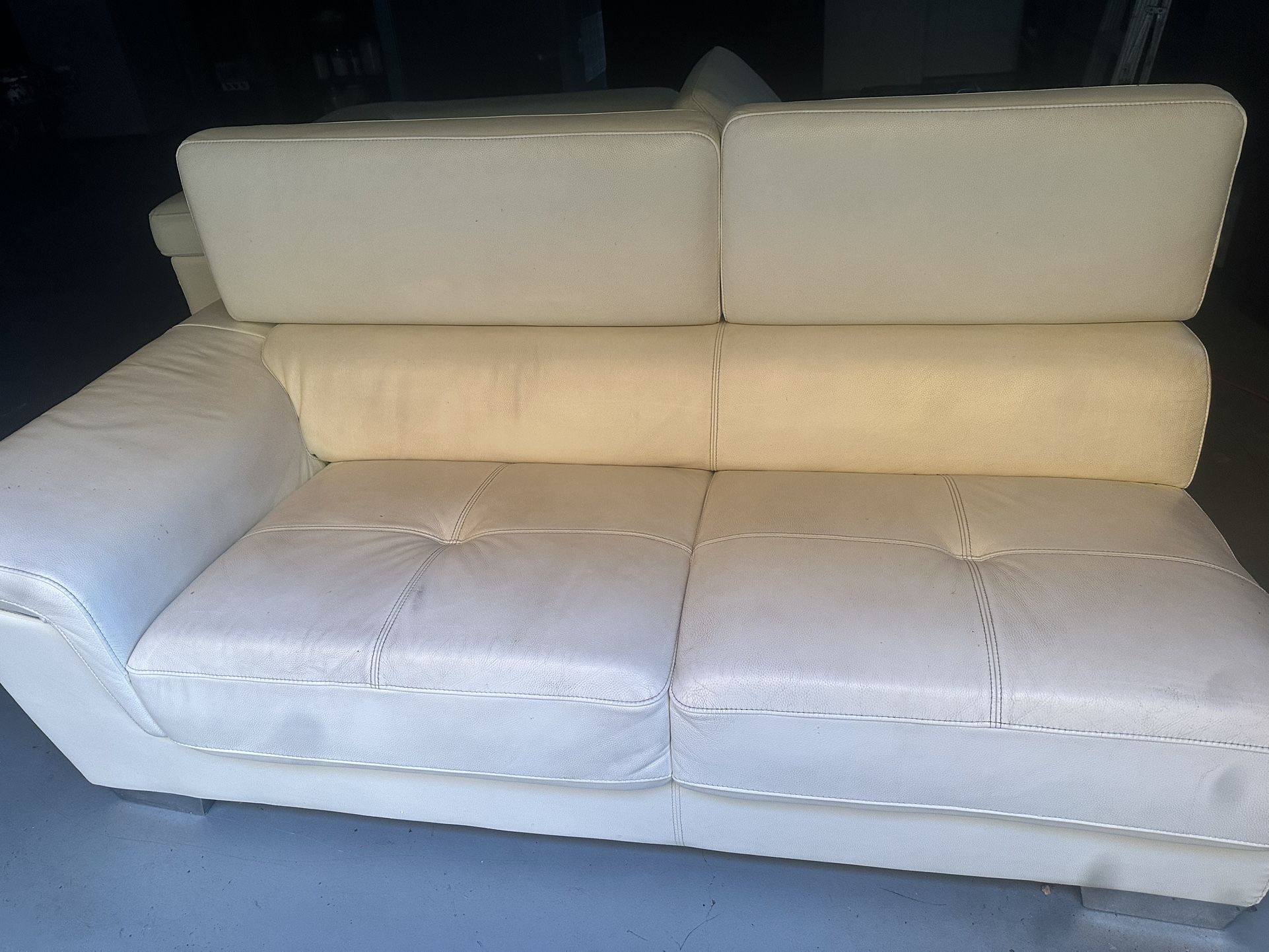 $350 White faux Leather Sectional So