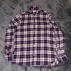 H&M Men's Size M Regular Fit Purple and White Plaid Flannel Shirt Long Sleeve