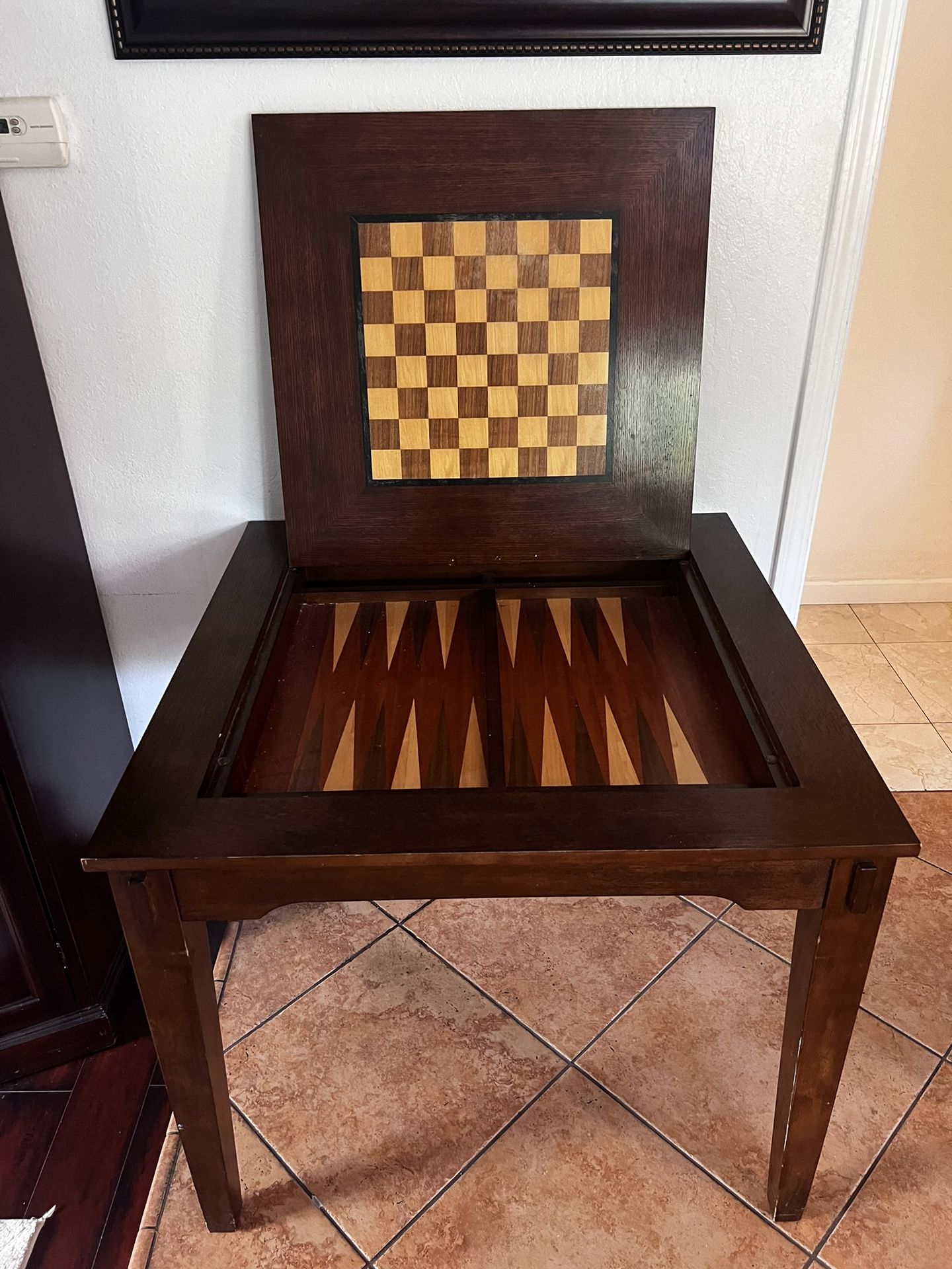 Hardwood Card/Chess Table w/ 4 Chairs 