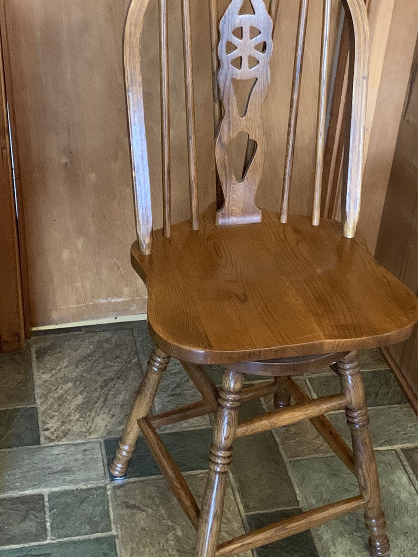 Vintage Oak Swivel Bar Stool, Chair