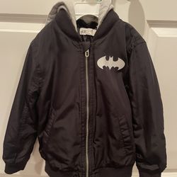 H&M Bomber Batman Boys Jacket (5/6) With Removable Hoodie