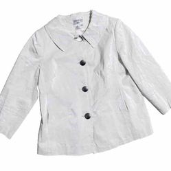 Charles Gray London Linen Jacket White With Liner Pewter Buttons Size M Women’s