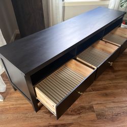 Solid Wood 3- Drawer TV Cabinet 
