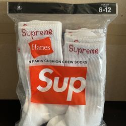 DS Supreme x Hanes White Socks Pack (4 Pairs in 1 Pack)