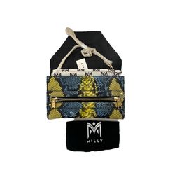 MILLY SNAKESKIN SHOULDER CLUTCH BAG NWT 