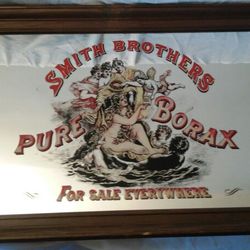 Large Vintage Smith Brothers Pure Borax Advertising Mirror