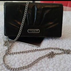 Coach Black Patent Leather Small Crossbody Handbag with Chain Strap