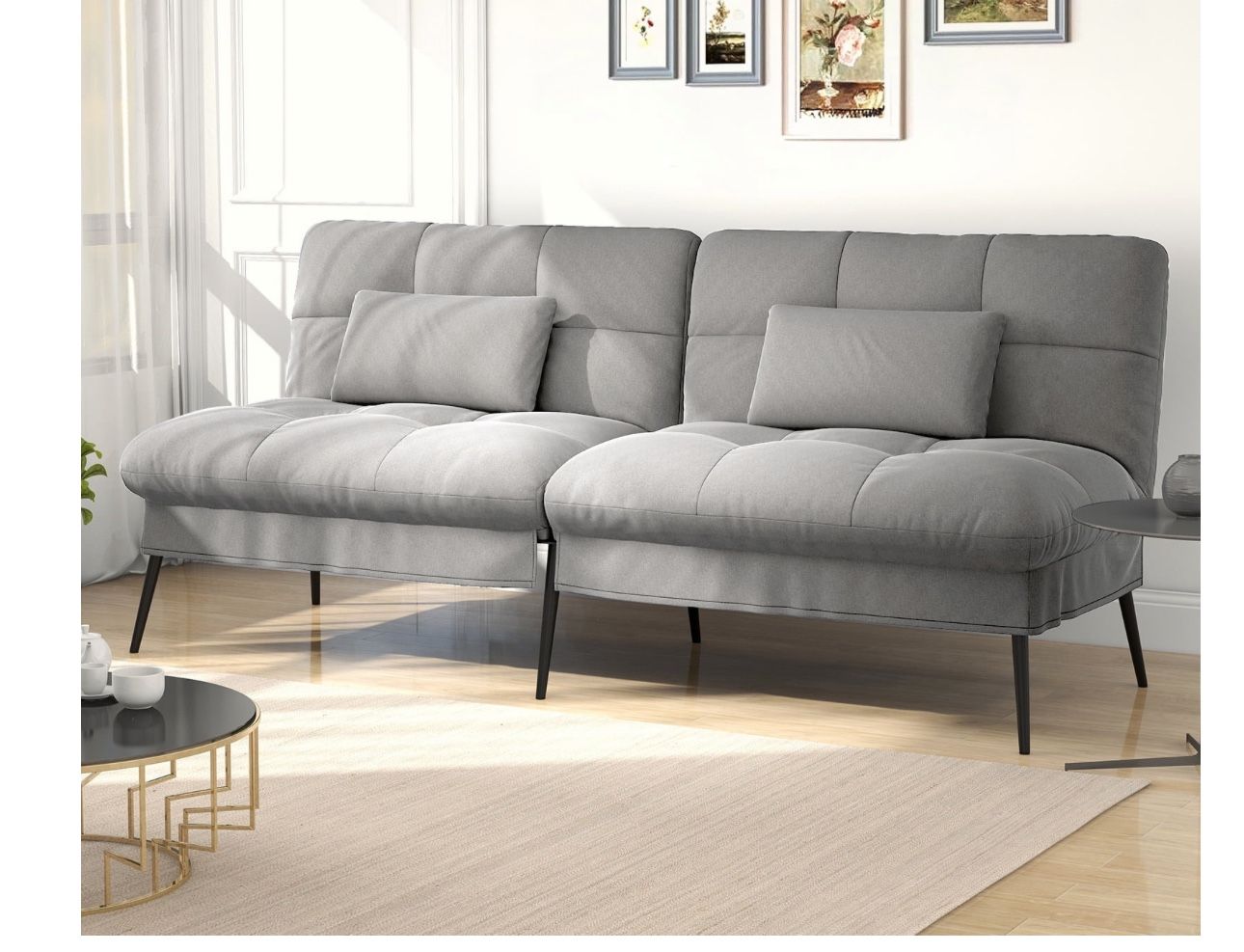 COMHOMA Cloud Comfort Convertible Futon Sofa Bed, Gray delivery available