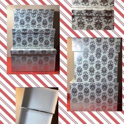 Set of 3 Nesting L, XL, XXL Storage Boxes In SILVER/White Decor Gift Giving Any  Improvements Set of 3 Nesting Storage Boxes In SILVER/White  SET OF 3