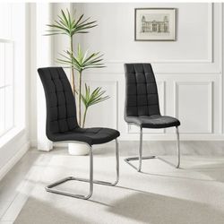Faux Leather Chrome Metal Leg Dining Chairs