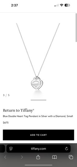 Return to Tiffany® Blue Double Heart Tag Pendant in Silver with a Diamond, Small