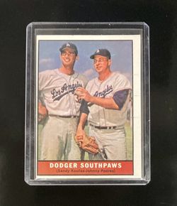 1961 Topps Dodgers Southpaws Sandy Koufax & Johnny Podres #207 LA Los Angeles Dodgers MLB Baseball Vintage Trading Card