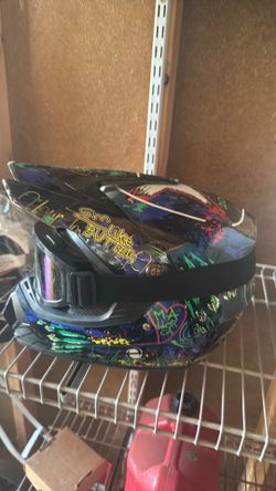 Dirt bike helmet and goggles kid size