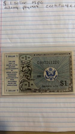 1948 $1 dollar MPC military payment