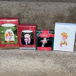 Hallmark lot of 4 Ballerina Christmas ornament kitty cat Ballet Born to dance