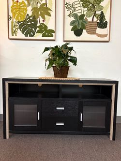 TV Stand with frosted Glass Doors and Drawers
