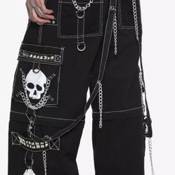 Menâs Super Skull Zip Off Pants With Chains