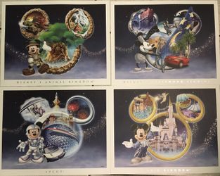 Walt disney world 4 lithograph prints one from each park