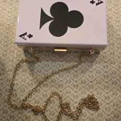 Ace Of Spades Crossbody Purse With Gold Chain