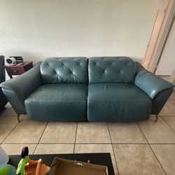 Teal Leather Couch