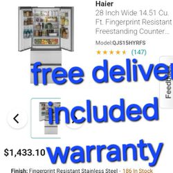 30 Days Warranty (Haier Fridge Counter-Deep Size 28w 26d 69h) I Can Help You With Free Delivery Within 10 Miles Distance 