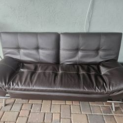 Brown Leather Futon