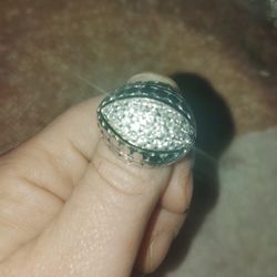 Beautiful Big Sterling Silver Ring W Cubic Zirconia 