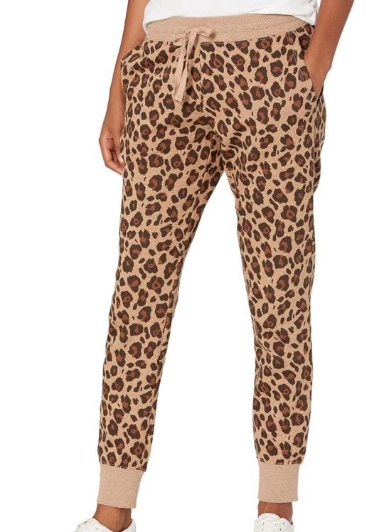 Amazon Essentials Womens Fleece Jogger Sweatpants Rose Leopard (S)