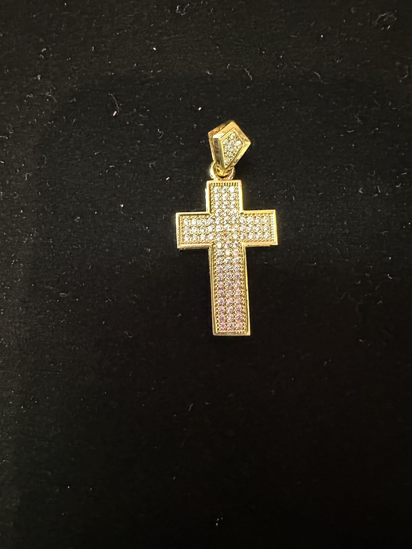 Iced Out Gold Cross Pendant (Lab Simulated Diamonds)(Small)