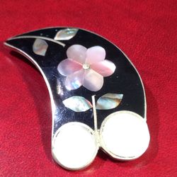 ABALONE SHELL PIN STERLING SILVER DOUBLES AS A PENDANT OR PIN