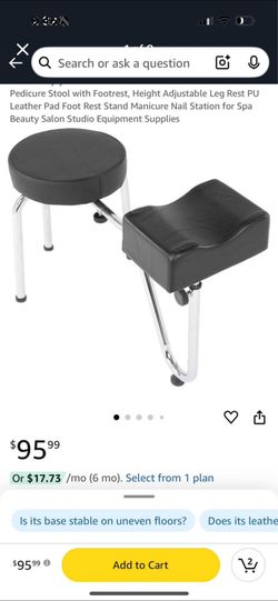 New Pedicure Stool with Footrest, Height Adjustable